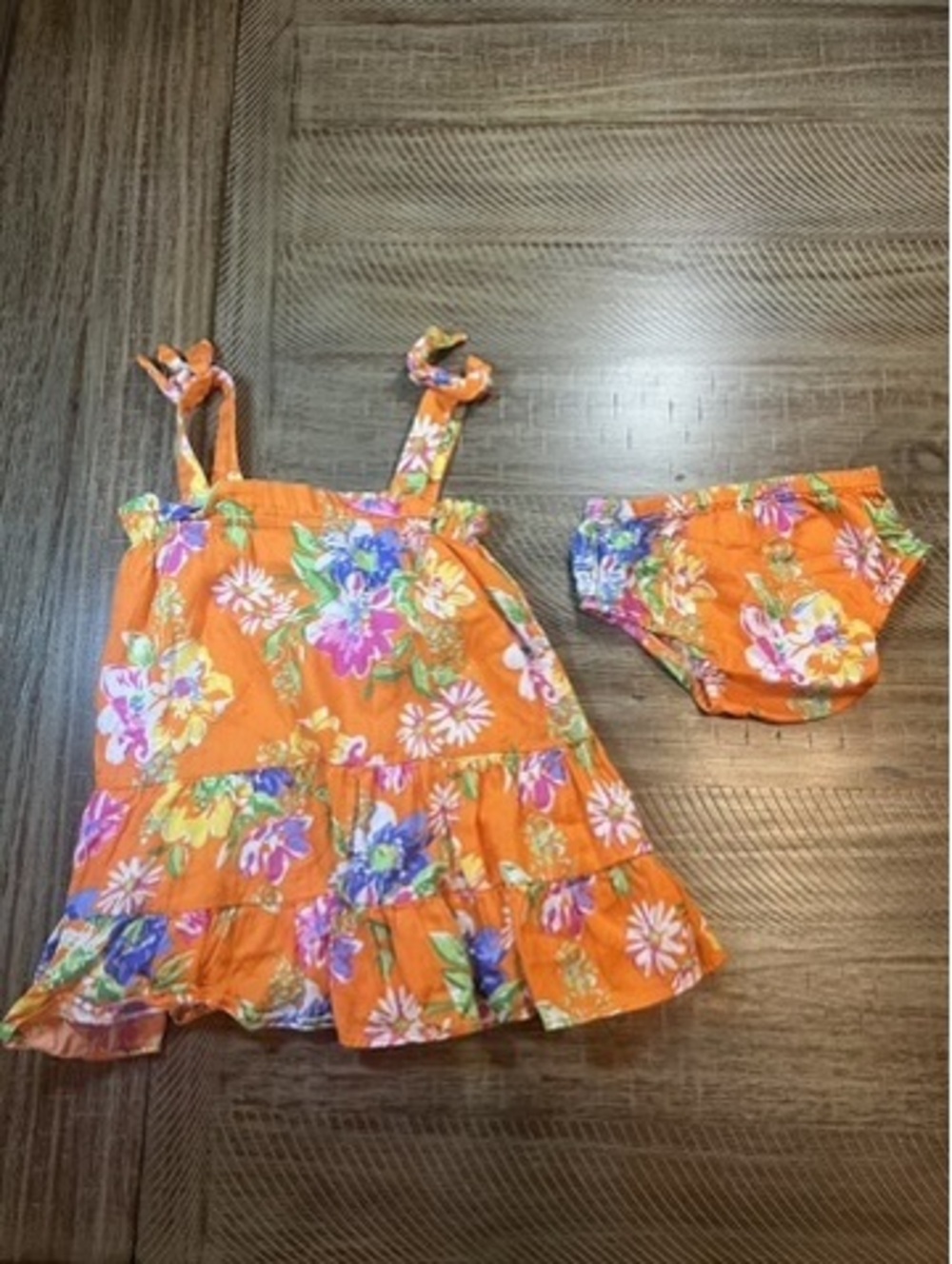 Rare Editions baby girl 18 month orange floral dress